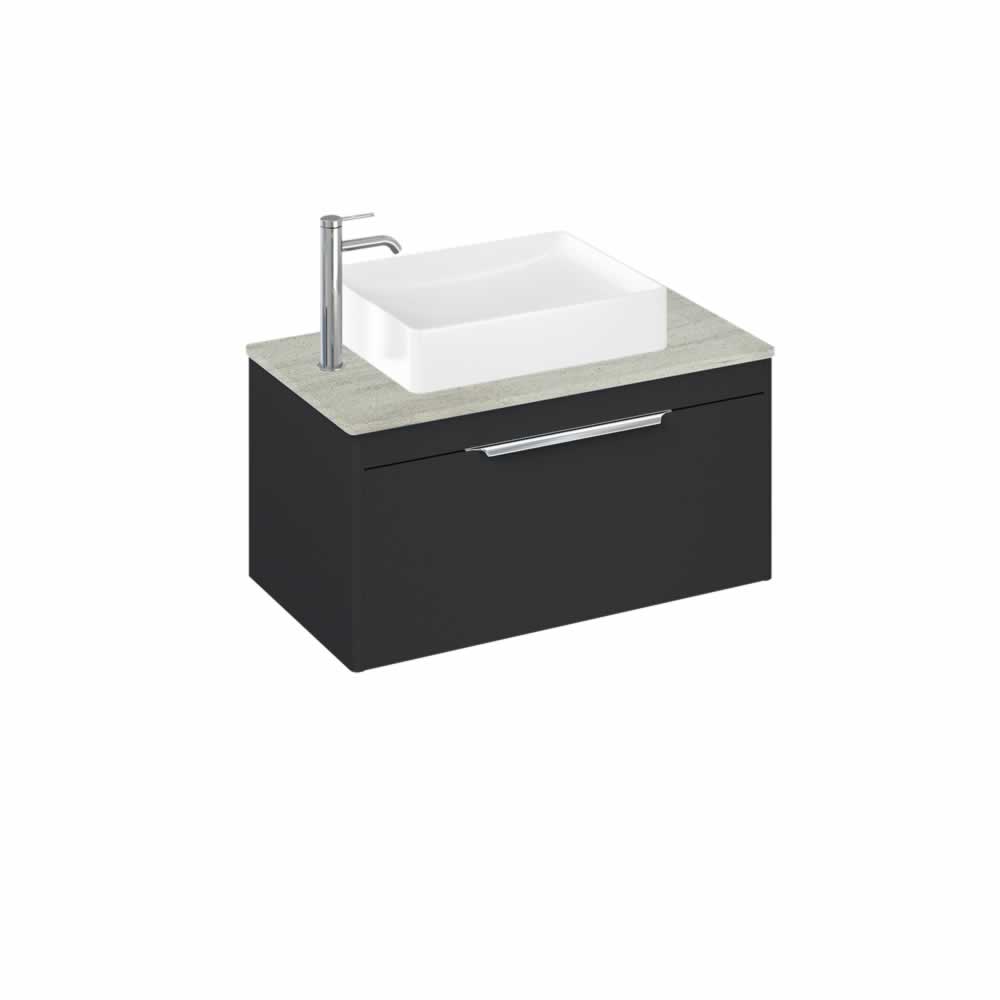 Shoreditch 85cm single drawer Matt Grey with Concrete Haze Worktop and Quad Countertop Basin